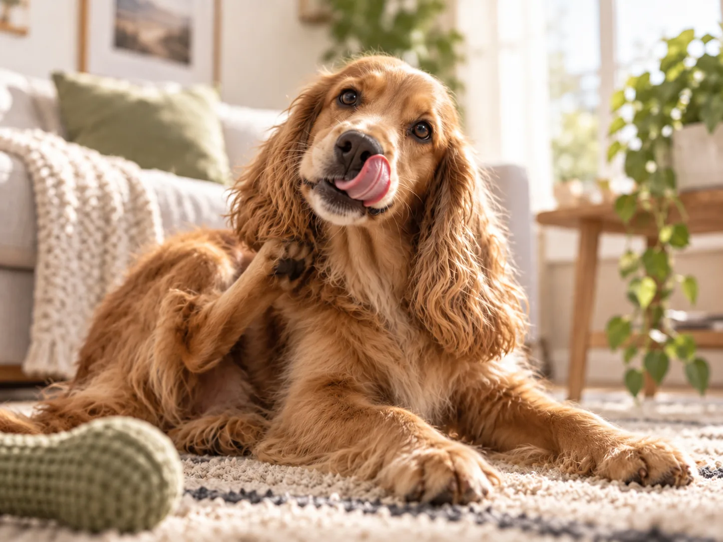 Perro rascándose como señal cotidiana de picazón